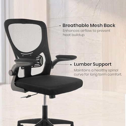 Image of NORMAN JR Black | Mid Back Imported Mesh Fabric Boss Office Chair | Y Design Ergonomic Back Support | 2D Aero Design Adjustable Armrests | Synchro Tilt Lock Mechanism | Adjustable Lumbar Support