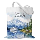 Sitsink Alaska Travel Gifts Tote Bag - Vintage Alaska Cruise Reusable Tote Bags Ideal Vacation Gifts for People Who Travel for Women Trip Lover Shopping Grocery Books Reader Birthday