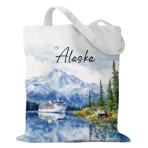 Sitsink Alaska Travel Gifts Tote Bag - Vintage Alaska Cruise Reusable Tote Bags Ideal Vacation Gifts for People Who Travel for Women Trip Lover Shopping Grocery Books Reader Birthday
