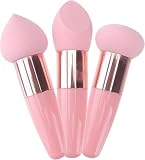 RENJMU Make-up-Schwamm-Mixer, Foundation Beauty Tool, 3-teiliger Make-up-Schwamm Makeup Foundation Beauty Pen Sponge Puff for flüssige Cremes und Puder Puff Pink (Color : Pink)