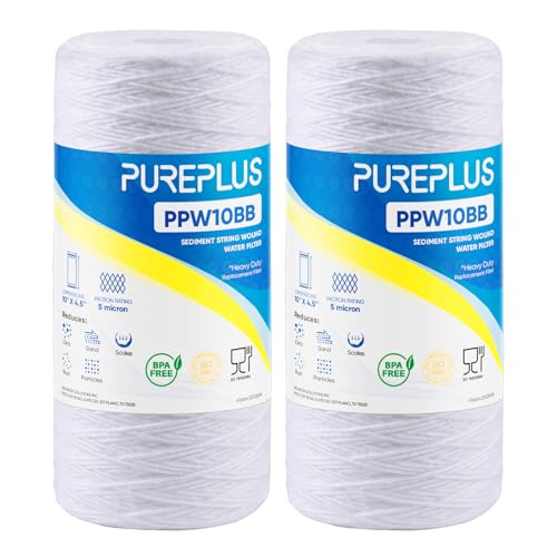 Comparison: Best Filters For Well Water 4 PUREPLUS 5 Micron 10 x 4.5 Whole House String Wound Sediment Filter for Well Water, Replacement Cartridge for 84637, WPX5BB97P, PC10, 355214-45, 355215-45, WP10BB97P, WP5BB97P, 2Pack