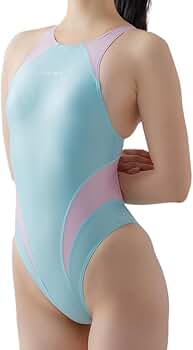 Amazon | [PHARFAITE] クロッチレスクロスバック競泳水着 (サックス