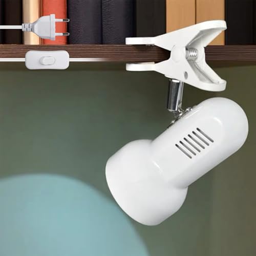 GBKDQQ Lampada da scrivania bianca, 220 V, E27, portalampada da tavolo con spina europea e interruttore cavo, base per lampada, girevole a 270°, flessibile per lettura a letto, lavoro e apprendimento