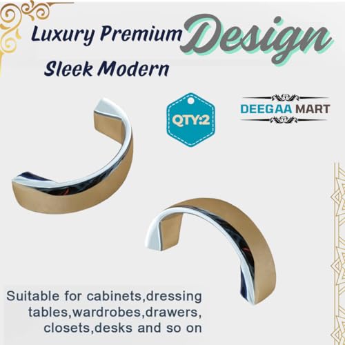 Image of Twin Hole Zinc Alloy Drawer Pulls, Chrome Handles for Drawers, Cabinets, Wardrobes, and Kitchen Doors - Decorative Furniture Hardware (Qty : 2)