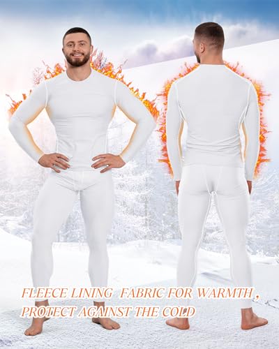 Hicarer 4 Pack Men's Thermal Compression Shirts Long Sleeve Fleece Lined Quick Dry Tops Athletic Base Layer for Winter Skiing3