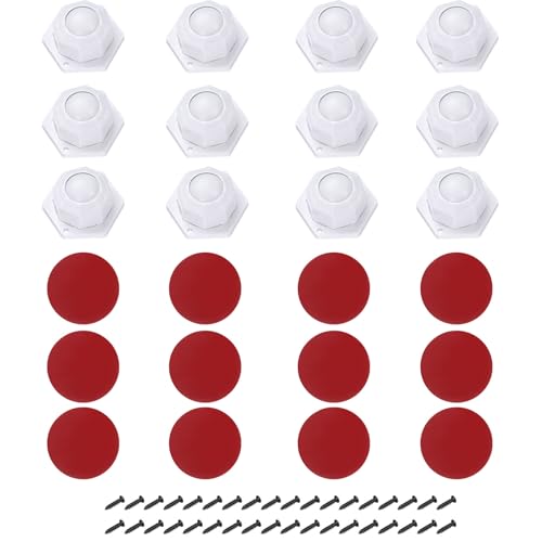 QUARKZMAN 12pcs Ruedas de Caster Autoadhesivas, Rodillos Giratorios Mini 360 Grados para Muebles, Contenedores de Almacenamiento, Cubos de Basura (Blanco, 1 Bola de Rodillo de Nylon)
