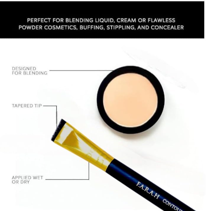 F.A.R.A.H® Nose Contour Brush 720FF - Precision Contour & Lining Brush for Nose & Cheeks - Vegan Bristles, Wooden Handle