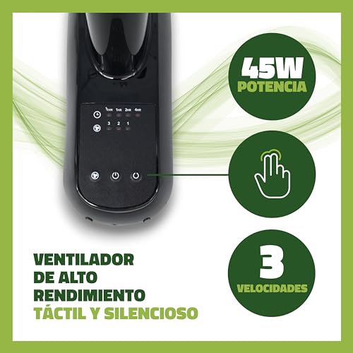 Miniatura 2 de Growmania Ventilador De Pared Negro Con Mando A Distancia Ventilador 45 W Con 3 Velocidades Y Oscilación 90 Control Remoto