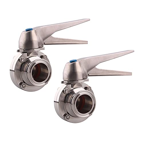 Dernord 1.5 Inch Tri Clamp Clover Butterfly Valve With Trigger Handle Sanitary Fitting Stainless Steel 304 (2 Pack 1.5 Inch Trigger Butterfly Valve) #TOP9