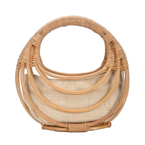 Antik Kraft Solana Bamboo Straw Satchel | Eco-Friendly Handbag with Top Handle for Women | Sustainable Fashion Purse