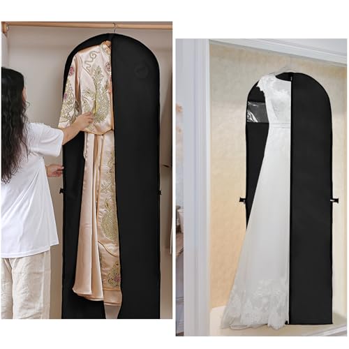 kleidersack lang 180×60cm 2 Stück, faltbare Kleidersäcke mit Reißverschlüssen, haltbar und mottenfest staubdicht für Kleider Mäntel PEVA