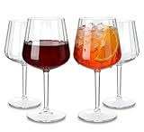 WUITOKI® Weingläser Kunststoff 55cl, gestreift, 4 Stück, unzerbrechlich, spülmaschinenfest, Mehrweg Aperitifgläser, Aperol Spritz Gläser