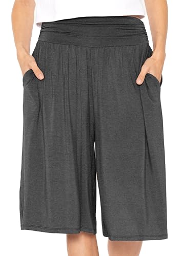 Women's Cropped Gaucho Pants Charcoal Gray 3X