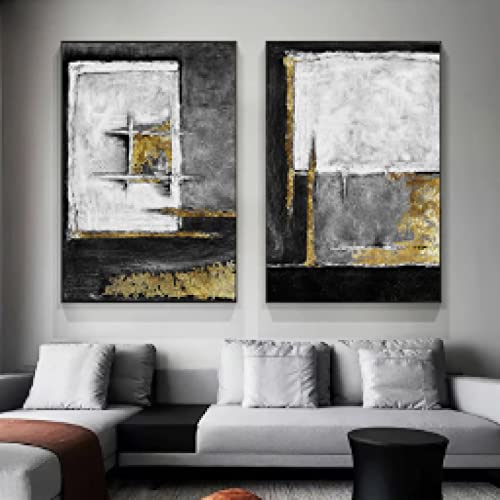 Peinture murale salon : résolvez le vide de vos murs avec cette toile moderne dorée