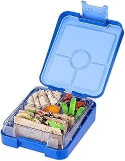 Navaris Bento Box for Kids - Bento Lunch Box for Boys and Girls with 4 Compartments for On the Go, Meal Prep, Snack Packing - Dark Blue
