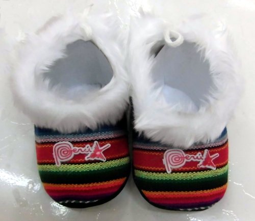Baby Slippers Peruvian Manta Fabric Alpaca Fur (-6 Month)3
