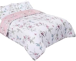 wilko Blush Humming Bird Floral Duvet Set King Size, Polycotton Washable Reversible Duvet Set, 1.0cm H x 230.0cm W x 220.0cm D