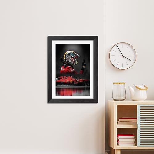 Image of TenorArts Sebastian Vettel Poster F1 Driver Posters Formula One Photo Frame Painting with Matt Finish Dark Texture (12 inches x 9inches)