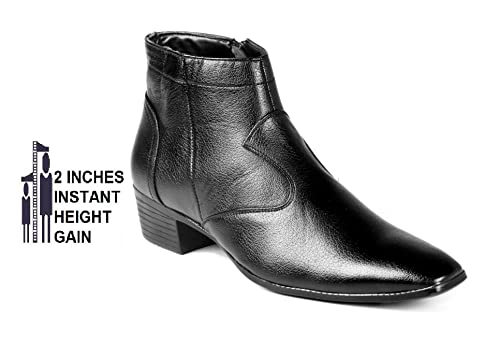 Image of BXXY Men's 2 Inch Heel Height Increasing Formal Zipper Boots