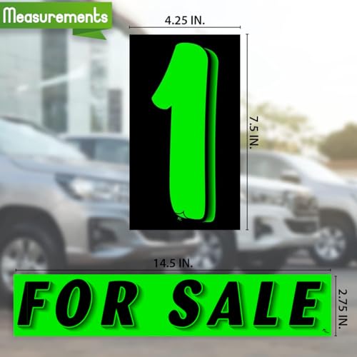 Windshield Numbers Vinyl Number and Decals 13 Dozen Car Lot Windshield Pricing Stickers (Green 2), 7 1/2 inch