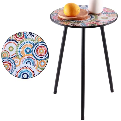 1 Pack Metal Outdoor Side Table Small Outside Round End
