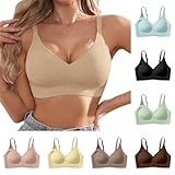 Push-up-Bralette für Damen, tiefer V-Ausschnitt, nahtlos, für den Alltag, gemütlich, Basic-BHs, ohne Bügel, kabellos, T-Shirt-BH, Unterstützung, verstellbare Träger, aprikose, S