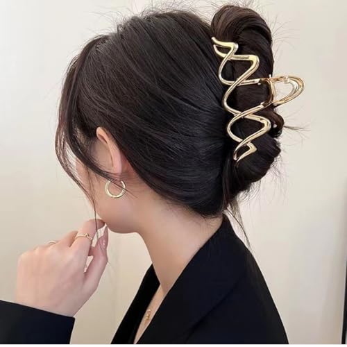 Pinza de Metal Ondulada para Cabello Color Dorado miniatura 2