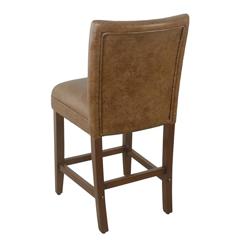 Butaco tapizado HomePop de 24 pulgadas, cuero sintético color marrón cognac miniatura 7
