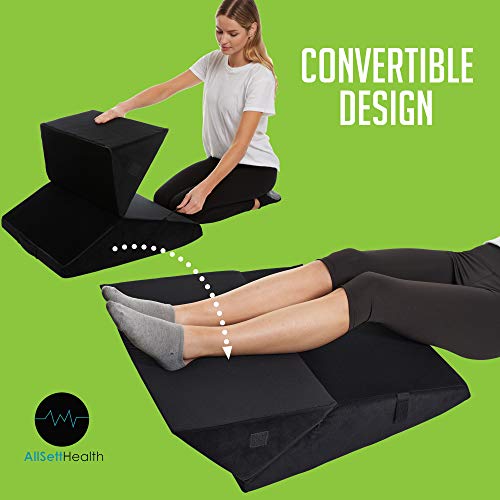 Bed Wedge Pillow - Adjustable 9&12 Inch Folding Memory Foam Incline Cushion System For Legs And Back Support Pillow - Acid Reflux, Anti Snoring, Heartburn, Reading – Machine Washable #TOP3