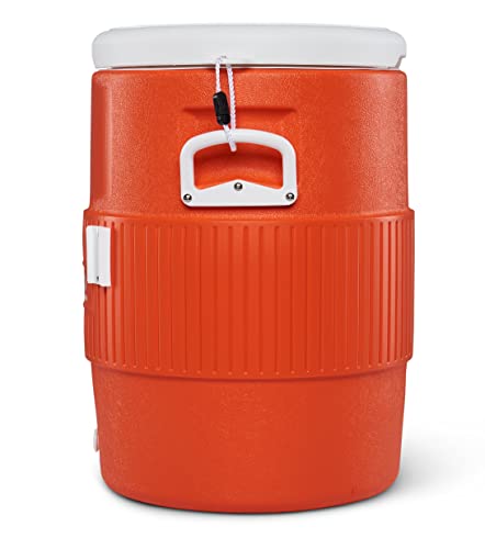 Igloo 10 Gallon Seat Top Water Jug With Cup Dispenser , Orange/White #TOP3
