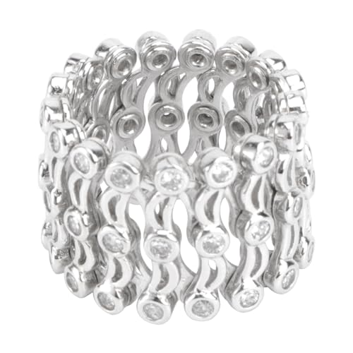 WHZHDMA Retractable Jewelry Tennis Finger Ring Dual-purpose Stainless Rings for Women Stretchy Bracelets Sparkle Bracelet Silver