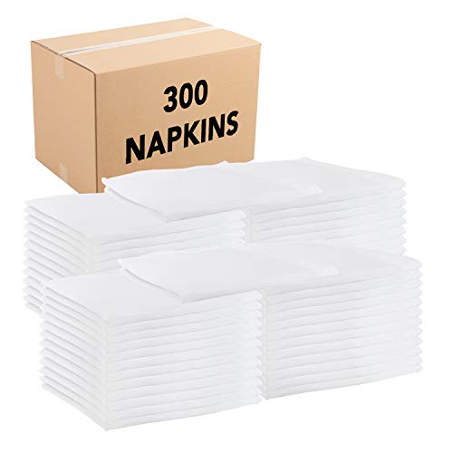 Arkwright Restaurant Cloth Napkins - (Case of 300) Spun Polyester Bulk Dinner Napkin with Hemmed Edges - Ideal for Dinner, Wedding, Party, Banquet, Kitchen, 20 x 20 in, White