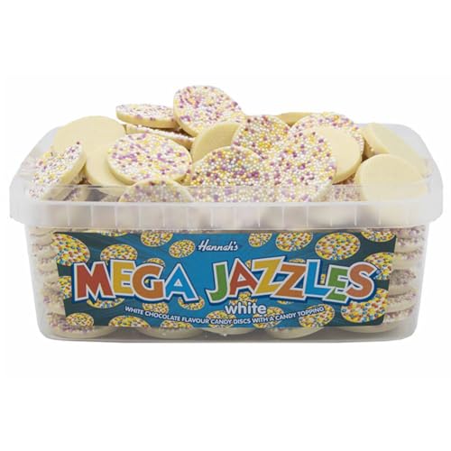 Hannahs White Chocolate Mega Snowies 600g Resealable Tub | Creamy Milky Buttons Retro Sweet Shop Classic | Perfect for Sharing Parties & Gifting