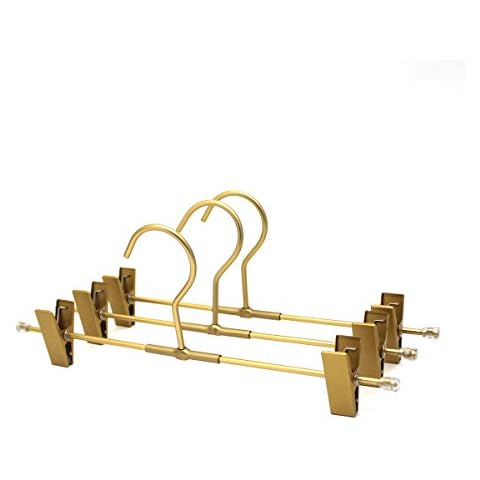 Koobay 11.8" Gold Pants Clothes Hangers, 20-PACK, Non-Slip Clips Bottom Hangers Space Saver Trouser Hangers organize Cover