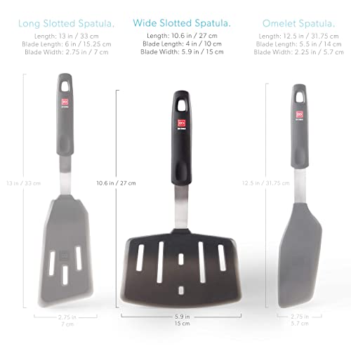 Di Oro Designer Series Wide Slotted Turner Spatula - Features 600F Heat-Resistant No-Melt Rubber Spatula Handle And Blade - Silicone Kitchen Spatula For Cooking Or Baking - Dishwasher Safe #TOP5
