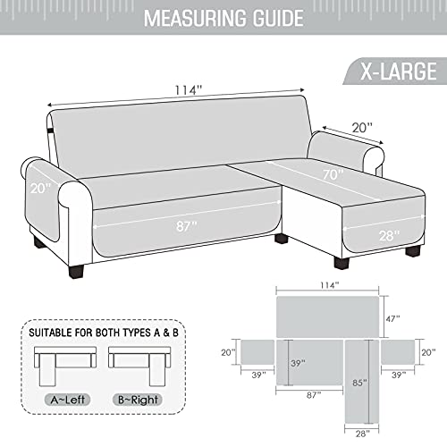 Image of TAOCOCO Couch Slipcover L Shape Sofa Cover Sectional Couch Chaise Lounge Cover Reversible Sofa Cover Furniture Protector Cover for Home Decor (Light Gray, X-Large)