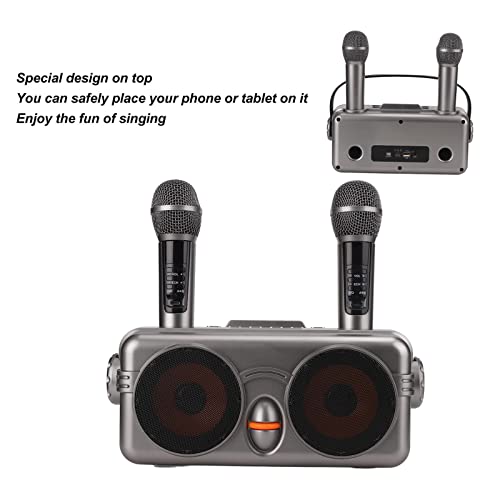 Máquina de Karaokê, com 2 Microfones e Bateria Embutida de Grande Capacidade, Bluetooth, Disco U Out