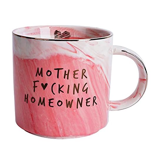 Housewarming Gifts for Women - First Home House Gifts For New Home Owner - Funny First Time House Warming Gift Ideas - Mother Homeowner - Pink Marble Mug Presents, 11.5oz Coffee Cup
