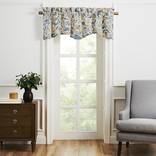 Image of Waverly Imperial Dress Cotton Window Valance Curtain, Porcelain, 52 inchx15 inch