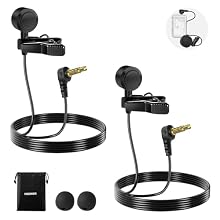 【Versatile Lavalier Microphone】 This 2 pack wired lav mic set is a content creator essential tool and influencer must have equipment for YouTube TikTok starter kit, vlogs, interviews, podcast, live stream, video recording, news broadcasting, video co...