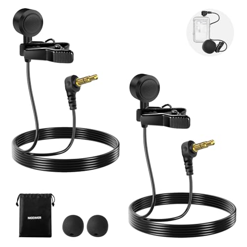 NEEWER ø9.7mm Lavalier Microphone, 3.5mm TRS Clip On Lapel