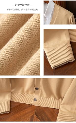 Men's Spring Sweater Cashmere Cardigan Solid Color Basic V-Neck Single Breasted Loose Fitting Tops4
