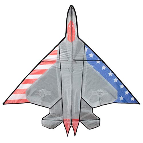 JEKOSEN 58" Fighter Plane Kite F22 Large Delta Kite for Boys Kids and Adults Single Line String Easy to Fly for Beach Trip Park Family Outdoor Games and Activities - Thumbnail 7