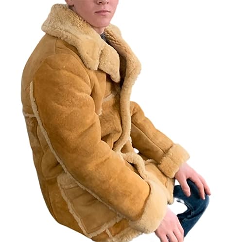 Mens Genuine Shearling B3 flight Jacket Bomber Sheepskin Leather Winter Coat3