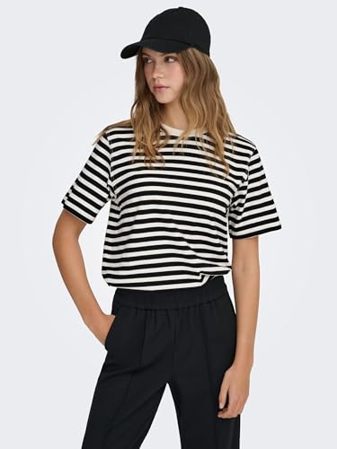 ONLY Damen Onllivina S/S Stripe Tee JRS, Cloud Dancer/Stripes:Black Stripes, M – Ansicht 3