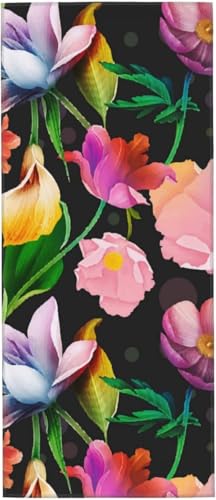 カラフルな花 オリエンタル タオル フェイスタオル マイクロファイバー ホテル仕様 ふわふわ 柔らか肌ざわり ハンドタオル 吸水速乾 薄手 バス用品 プレゼント 12x27.5in