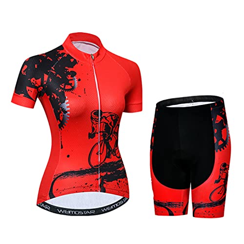 Hotlion Damen Radtrikot Sets Gel Gepolsterte Trägerhose Fahrradbekleidung Sommer Fahrradbekleidung Anzug CD179 Cover