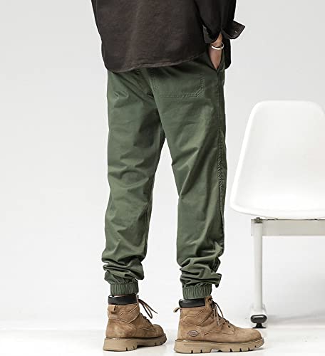 KENID Calça cargo masculina moderna bordada, de algodão, casual, caimento solto, para caminhadas ao