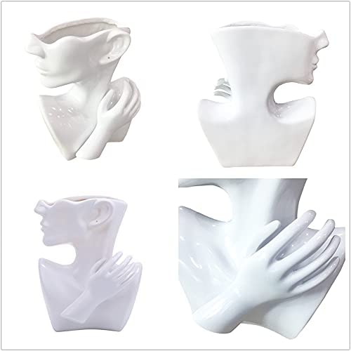 Semeid Modern Head Vase Statue Planter Pot,Greek Bust Head Flower Vase,Resin,Lady Face Pots For Plants Decoration (White) #TOP1