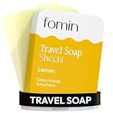 FOMIN - Paper Soap Sheets for Traveling - 100 Lemon Portable Camping Soap Sheets for Travel in Tin - Dissolvable Mini Portable Travel Soap Sheet for Hand Washing